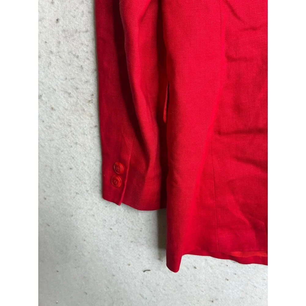 Casual Corner Vintage Red Linen Blazer Jacket Size 8 RN 58973 MISSING BUTTON